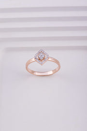 Geometric Halo Diamond Ring in Rose Gold | Lab-Grown Diamond Square Halo Ring | Modern Minimal Ring