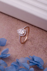 Pear Halo Diamond Ring in Rose Gold | Lab-Grown Tear Drop Engagement Ring | Elegant Halo Solitaire – Diamral Jewels