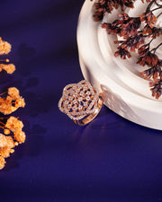 Statement Floral Diamond Ring in Rose Gold | Intricate Openwork Lab-Grown Diamond Ring | Luxury Cocktail Ring