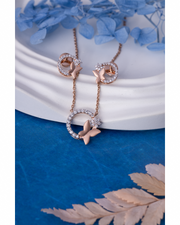 Butterfly Diamond Pendant Set with Earrings in Rose Gold | Lab-Grown Diamond Jewelry Set | Elegant Everyday & Gifting Set