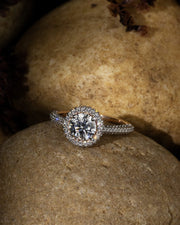 Round Halo Solitaire Diamond Ring in Rose Gold | Lab-Grown Diamond Engagement Ring | Classic Halo Design