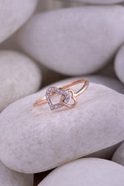 Double Heart Diamond Ring in Rose Gold | Lab-Grown Diamond Promise Ring | Romantic Couple Gift – Diamral Jewels