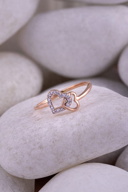 Double Heart Diamond Ring in Rose Gold | Lab-Grown Diamond Promise Ring | Romantic Couple Gift – Diamral Jewels
