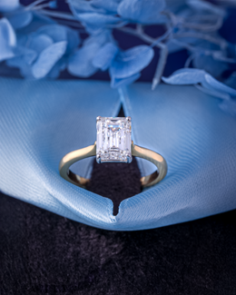 Emerald-Cut Solitaire Diamond Ring in Yellow Gold | Lab-Grown Engagement Ring | Classic Elegant Solitaire