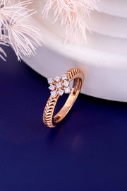 Designer Floral Cluster Diamond Ring in Rose Gold | Lab-Grown Diamond Women’s Ring | Intricate Pattern Band – Diamral Jewels