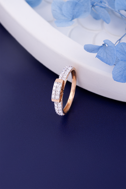 Pavé Diamond Band Ring in Rose Gold | Double Row Lab-Grown Diamond Ring for Women | Elegant Everyday Luxury – Diamral Jewels